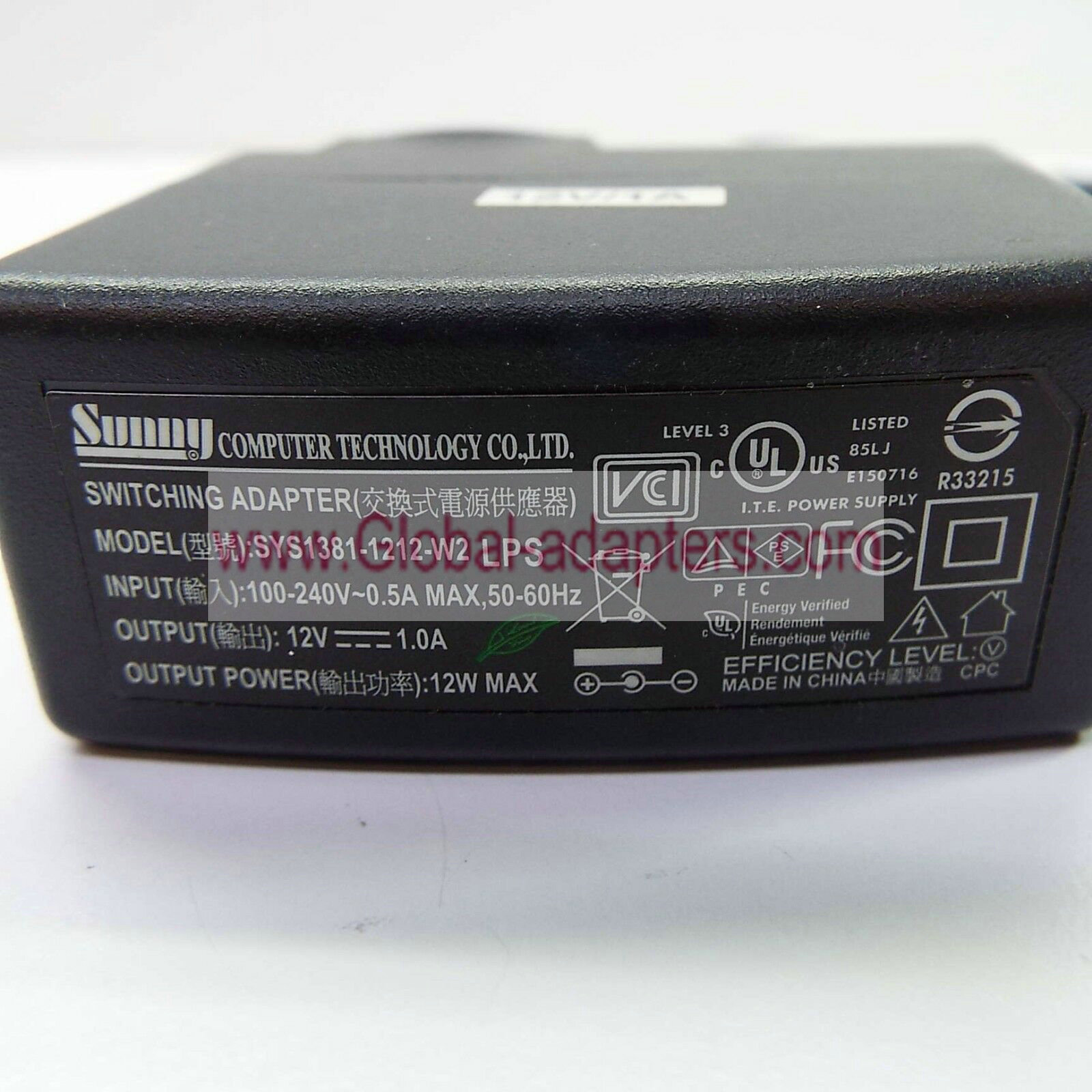 Genuine SUNNY SYS1381-1212-W2 12V 1A SWITCHING POWER ADAPTER